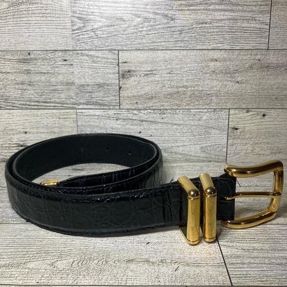 Sandy Duftler Accessories - Vintage Sandy Duftler Black Belt With Gold Size S 1129 Small Womens Ladies